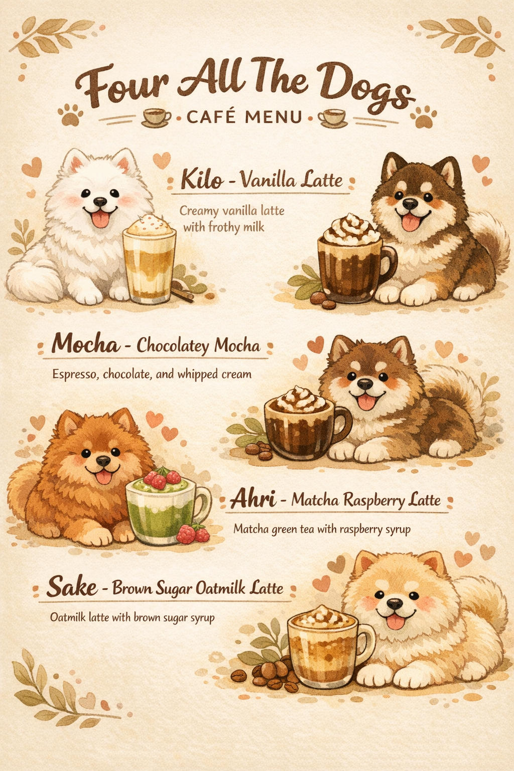 Four All The Dogs Café Menu